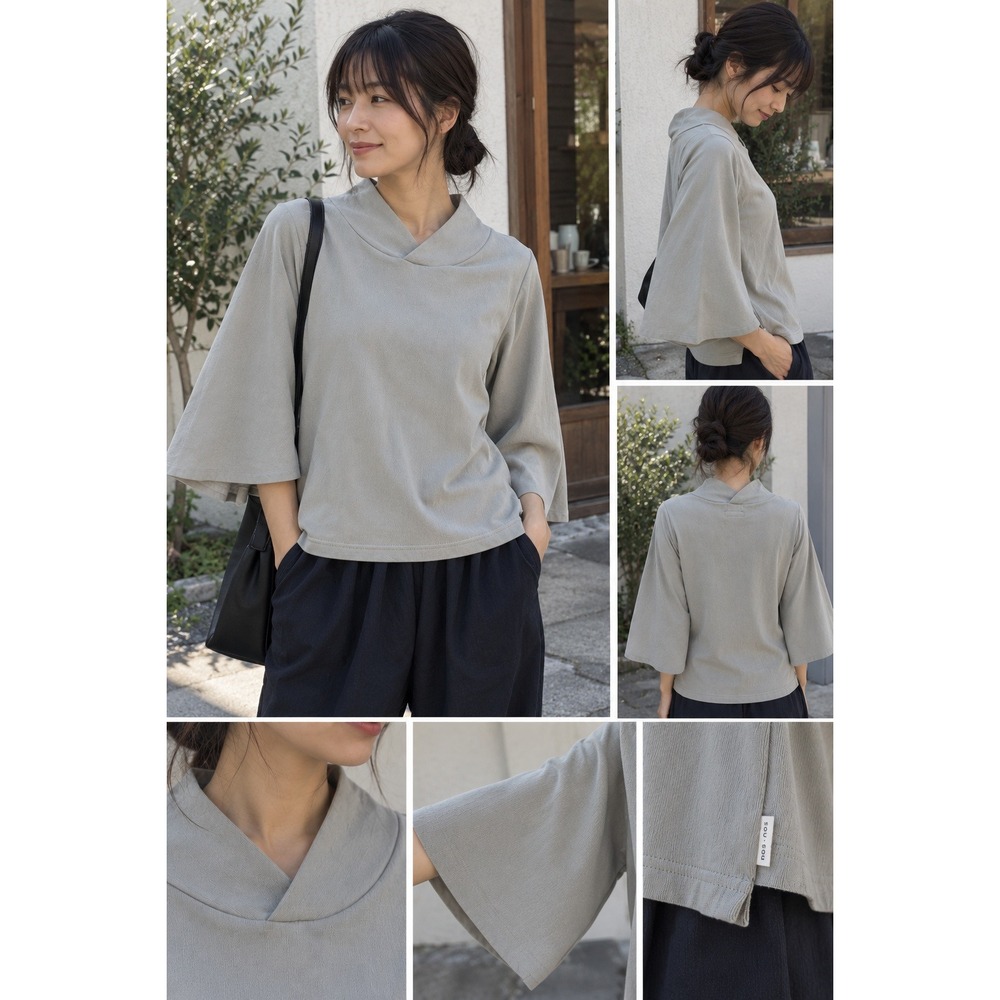 Sou Sou Takashima Chijimi Kimono Sleeve Top